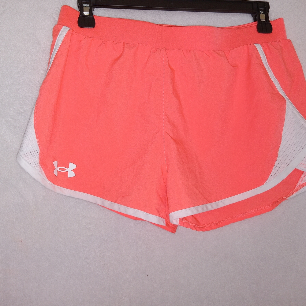 Under Armour Women's Neon Coral Running Shorts Size Small - Picture 1 of 4